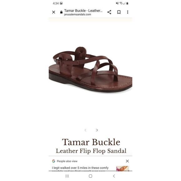 New Size 5 Brown Leather Jerusalem Sandals Tamar Buckle Flip Flop Sandal… - Picture 1 of 9